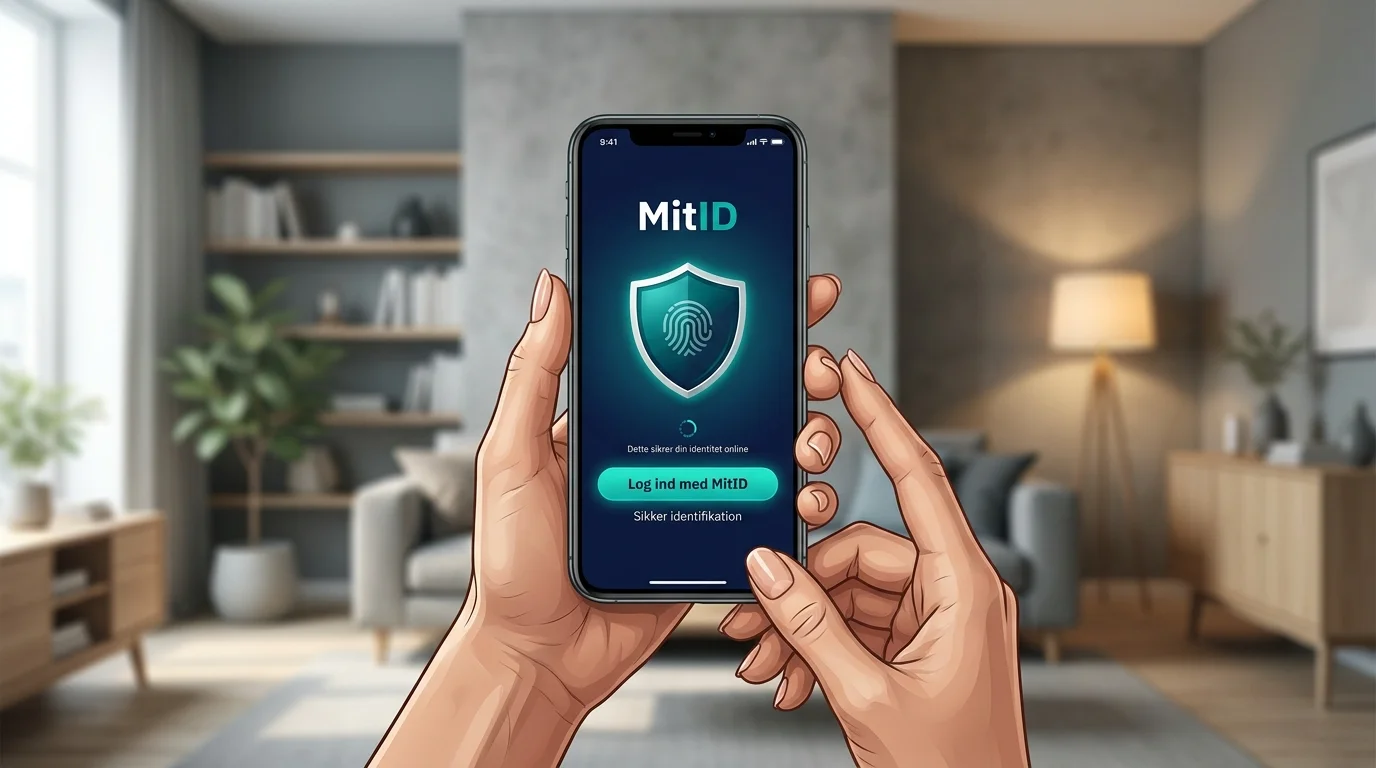 Person logger ind med MitID på en smartphone for at gennemføre selvudelukkelse