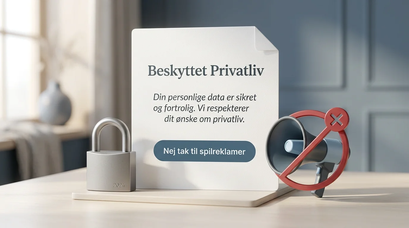 Symbol for blokerede spilreklamer og et lukket dokument, der illustrerer fortrolighed